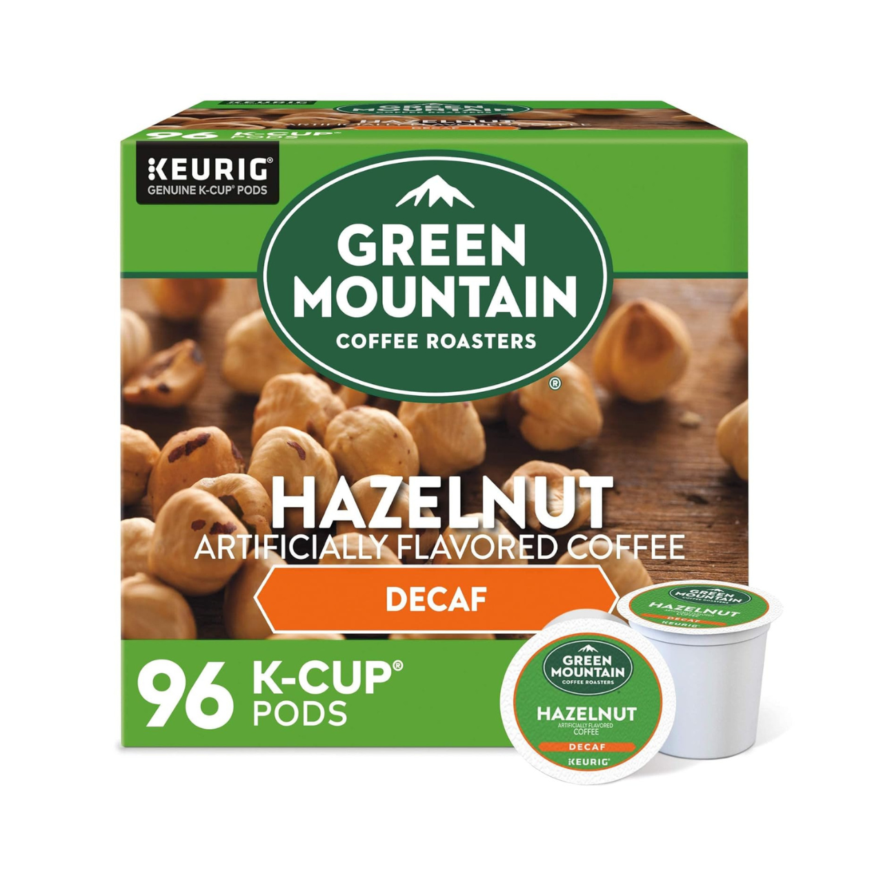 96-Count (4pk * 24ct) Green Mountain Coffee Roasters Hazelnut Decaf Coffee