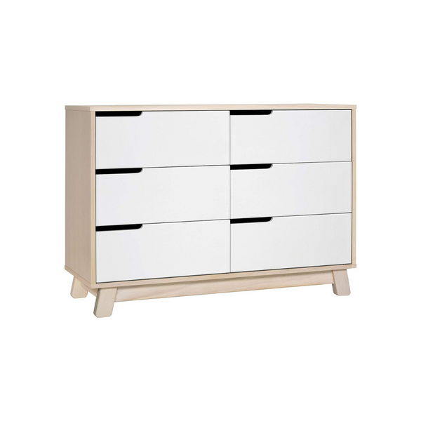 Babyletto Hudson 6-Drawer Assembled Double Dresser in Washed Natural and White