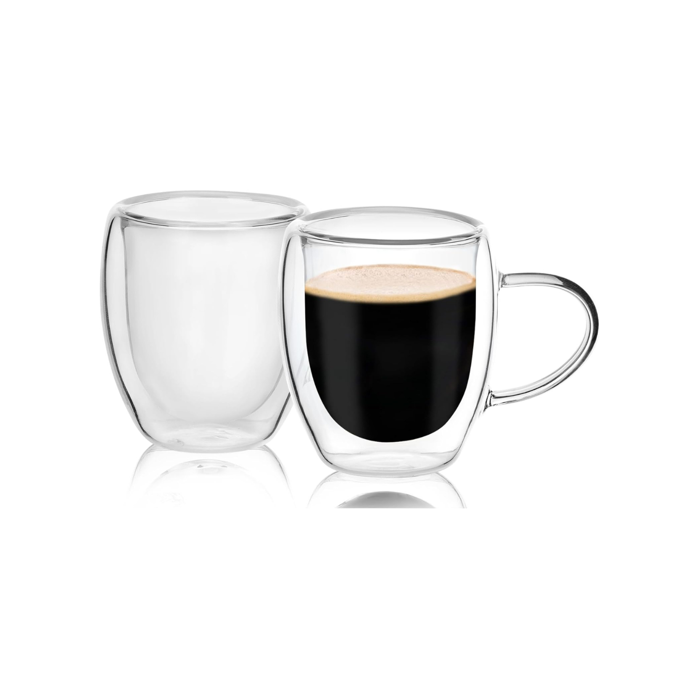 2 Pack Double Walled Glass Mugs