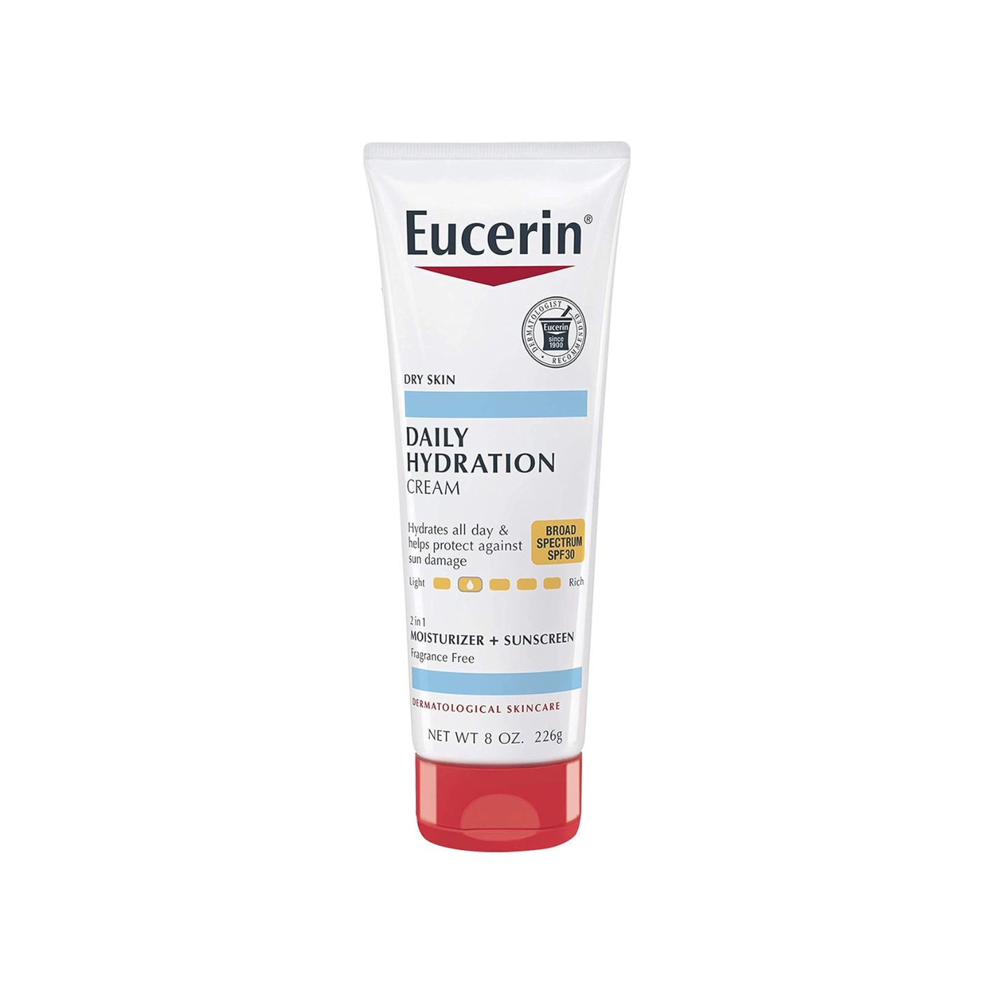 Eucerin Daily Hydration Broad Spectrum SPF 30 Sunscreen Body Cream for Dry Skin (8 Oz Tube)