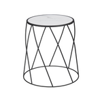 15" Better Homes & Gardens Round Plant Stand Table (Matte Black/Faux Marble Top)