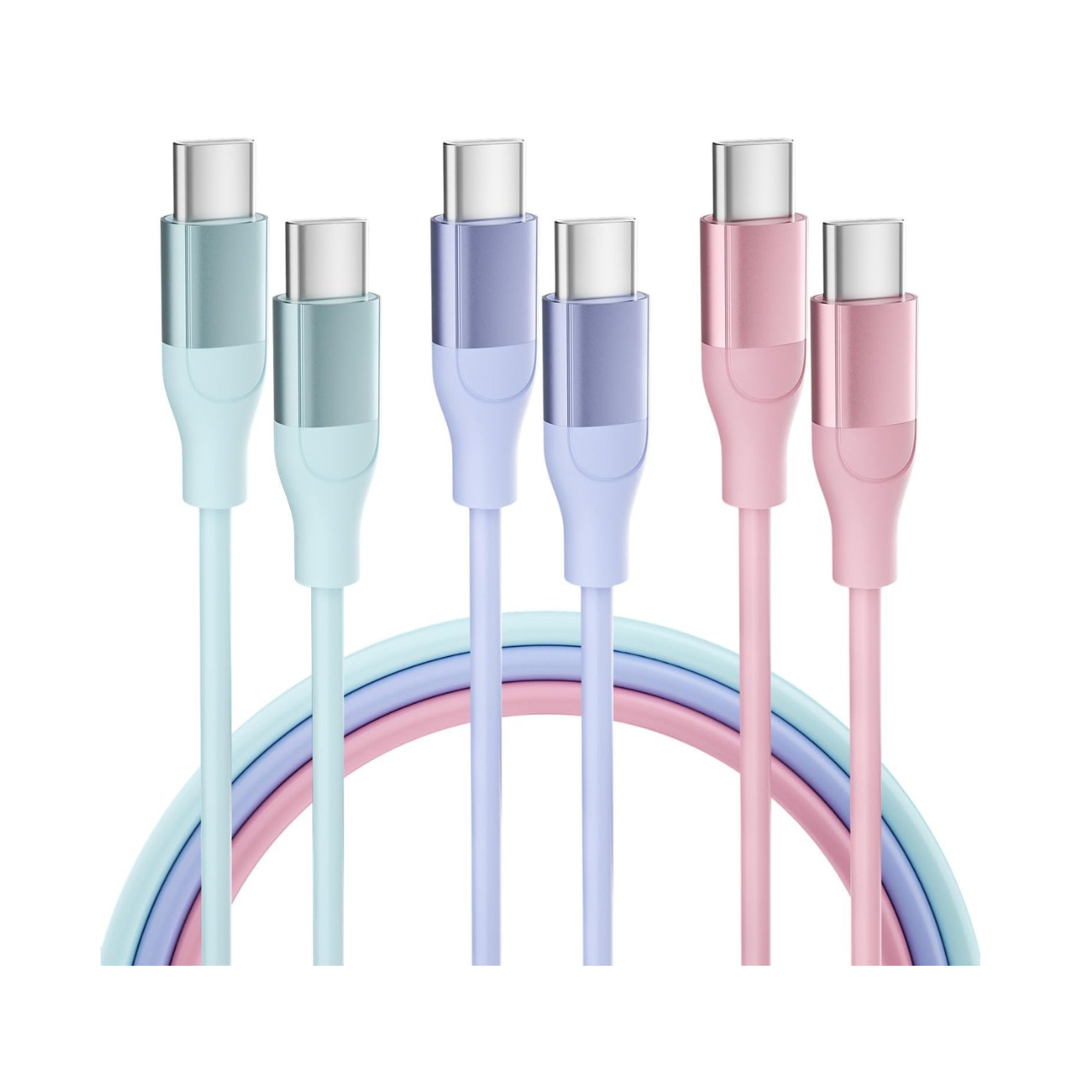 3-Pack 6ft 60W PD USB-C to USB-C Fast Charging Cable