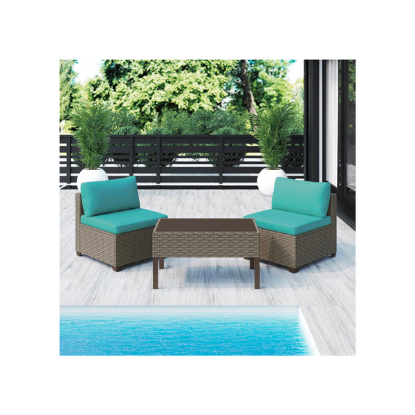 Avalisse 3-Piece Outdoor Conversation Set with Armless Sofas and Coffee Table