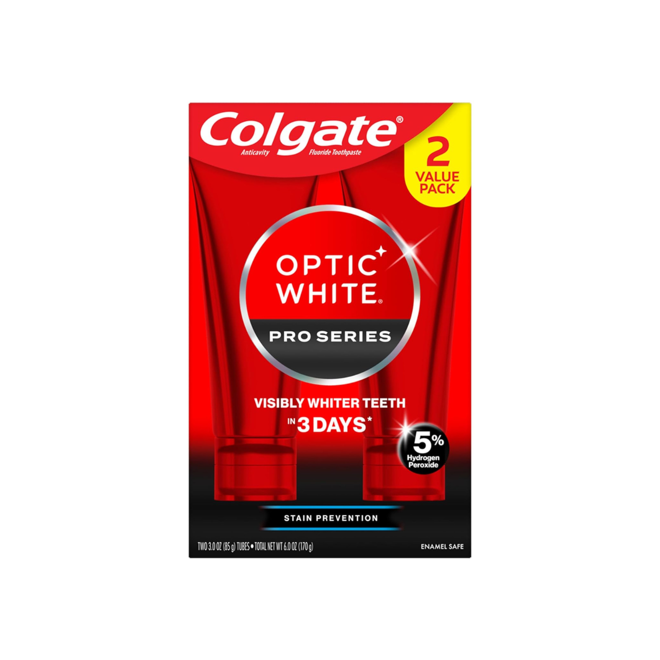 Colgate Optic White Pro Series Whitening Toothpaste  (3 oz Tube, 2 Pack)