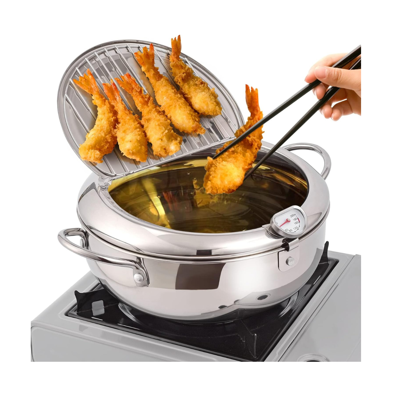 Stainless Steel 9" Deep Fryer Pot w/ Thermometer