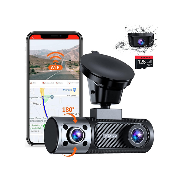 NexiGo 3 Channel Rotatable Interior/Front Dash Camera