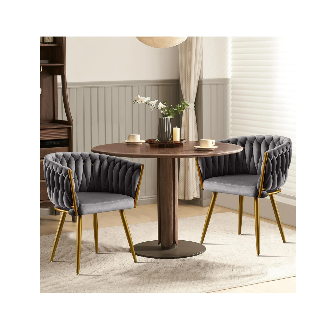 2-Set Jonpony Modern Upholstered Velvet Dining Chairs