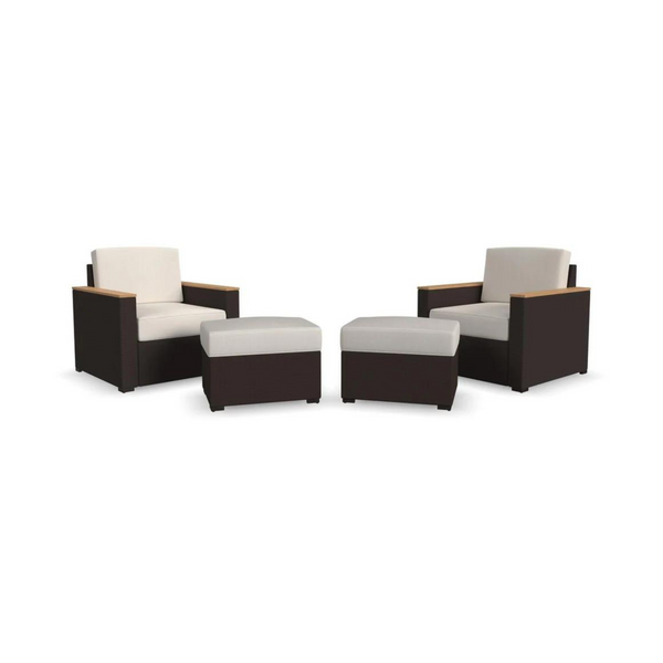 4-Piece Homestyles Palm Springs Outdoor Rattan Armchair & Ottoman Set