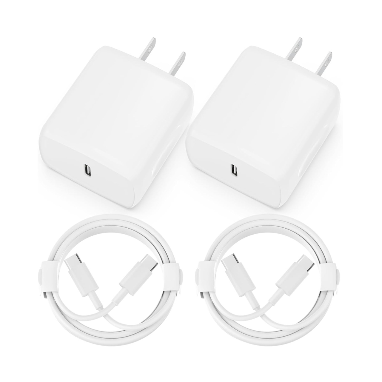 2-Pack 20W Usb C Fast Wall Charger Block with 2-Pack 6ft Usb-C Cable