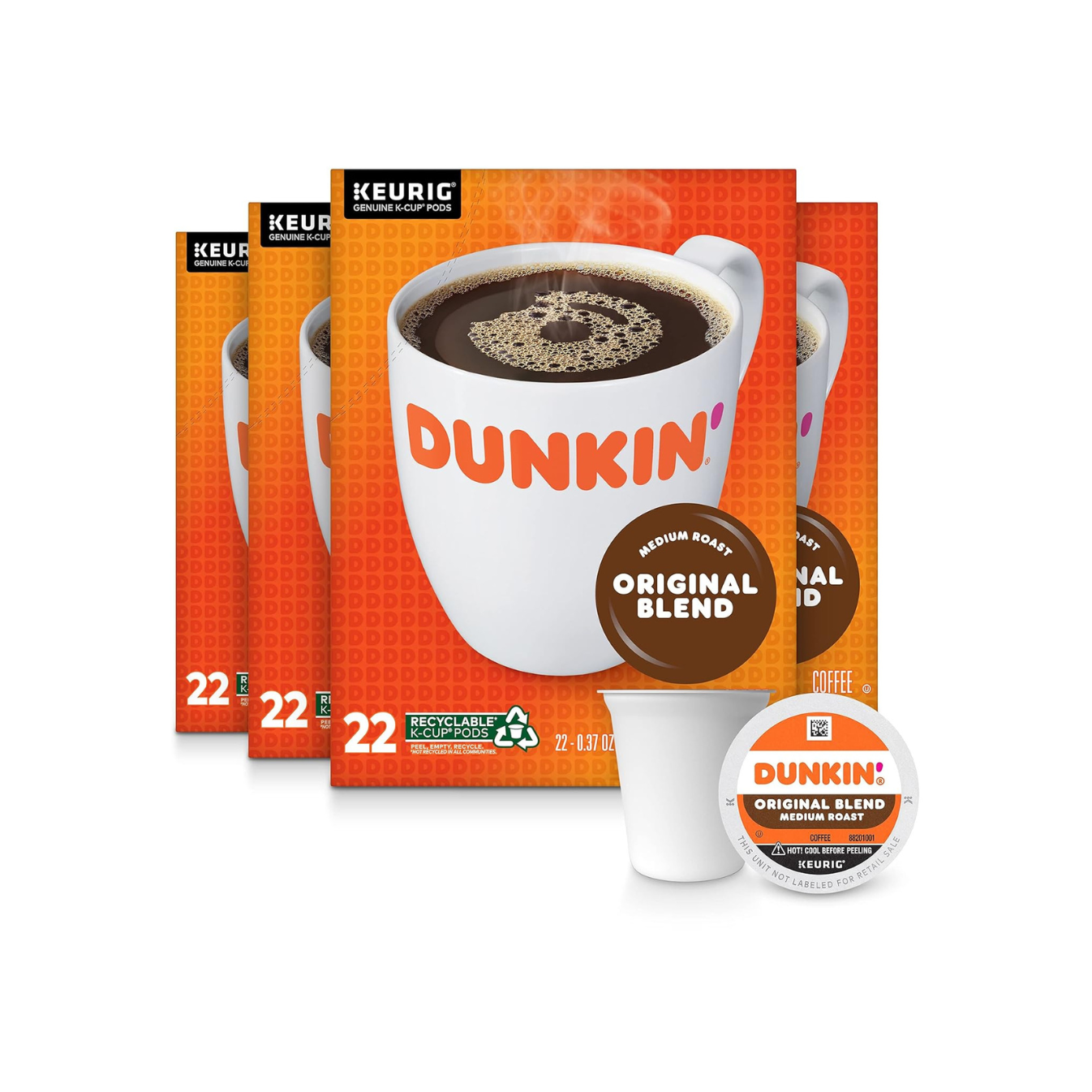 88-Ct Dunkin’ Original Blend Medium Roast Keurig K-Cup Coffee Pods