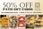 Get 50% Off Patis Gift Cards With No Expiration Date!