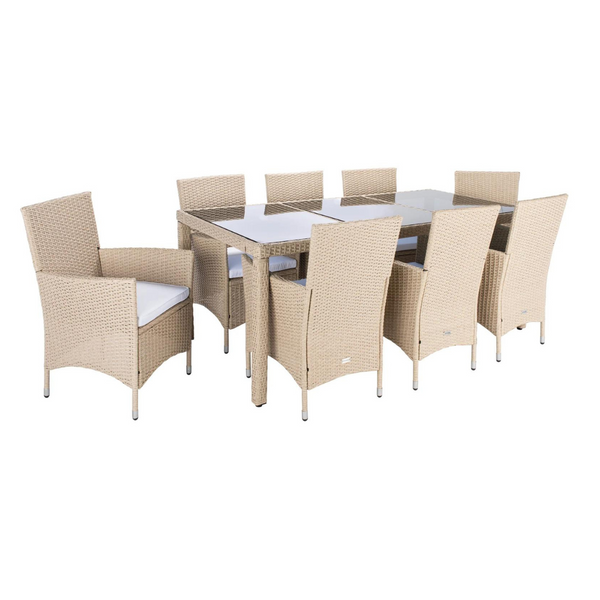 8 Person Rectangular Outdoor Dining Set with Cushions