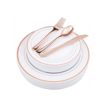 125 Piece Rose Gold Plastic Silverware Set