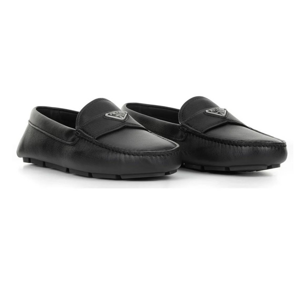 Prada Logo Plaque Slip-On Loafers