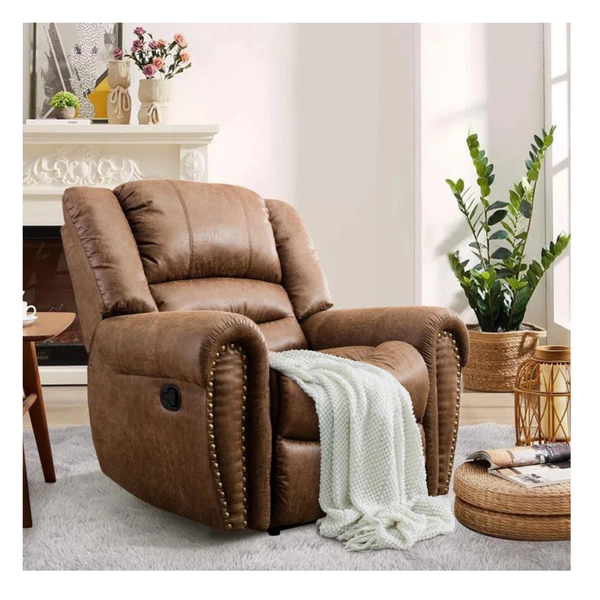 Faux Leather Manual Recliner With Rivets (2 Colors)