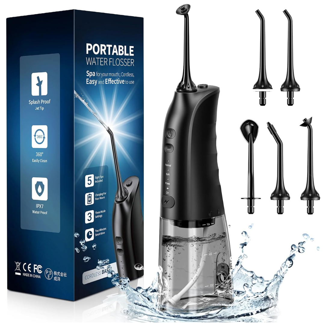Cordless Water Flosser With 3 Modes And 5 Jet Tips