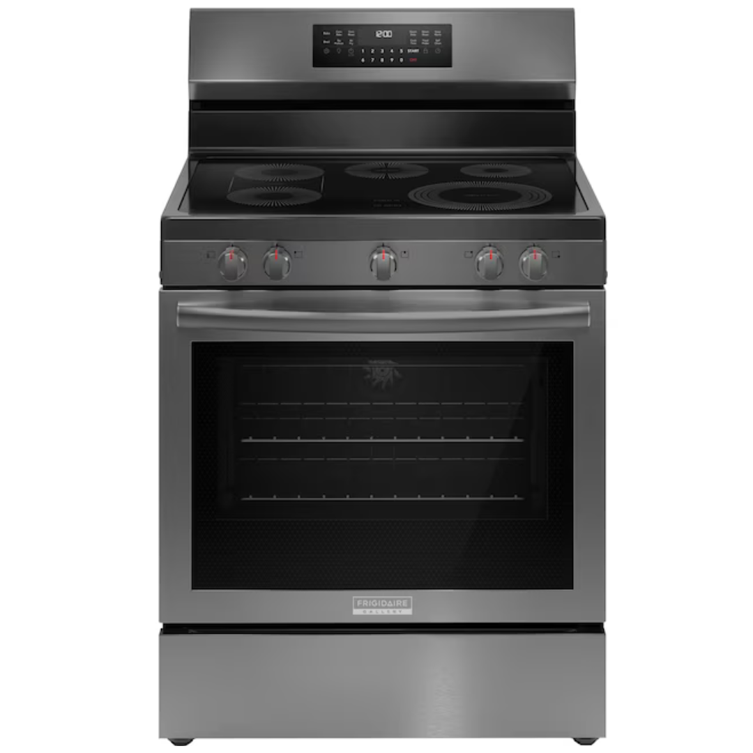 Frigidaire Glass Top 5 Burner Freestanding Electric Range with Air Fry Convection Over