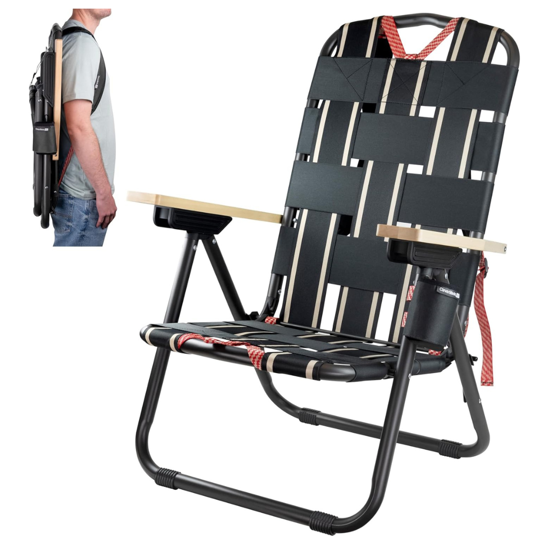 CleverMade Sequoia Folding Backpack Chair For Beach, Camping, and Picnics