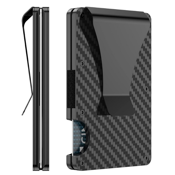 Slim Carbon Fiber Money Clip Wallet with RFID Blocking
