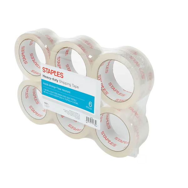 6 Rolls Of Staples Heavy Duty Shipping Packing Tape