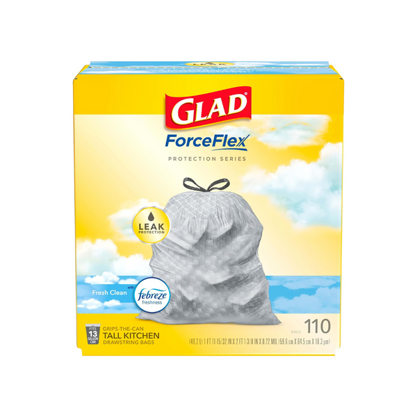 110 Glad Febreze ForceFlex 13 Gallon Trash Bags
