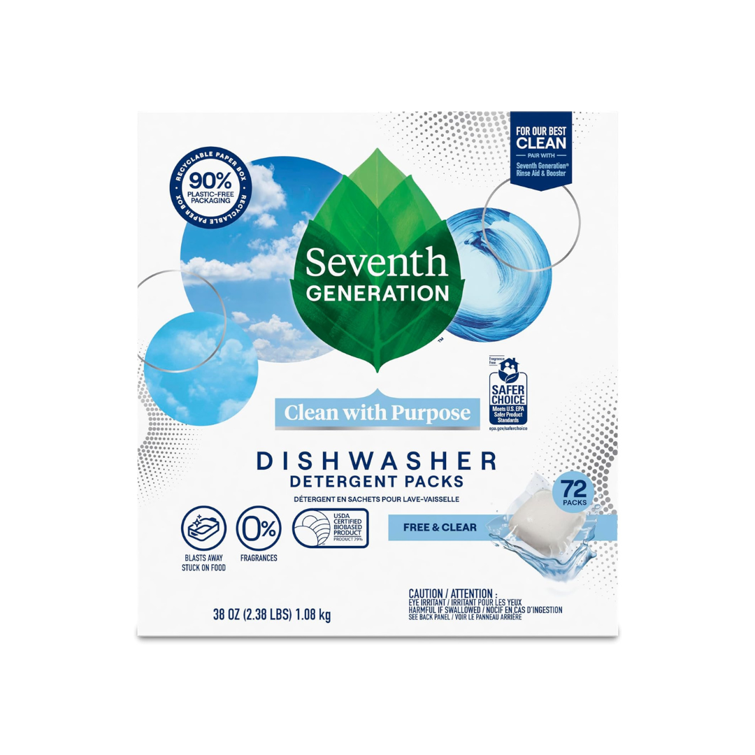 72 Seventh Generation Dishwasher Detergent Packs