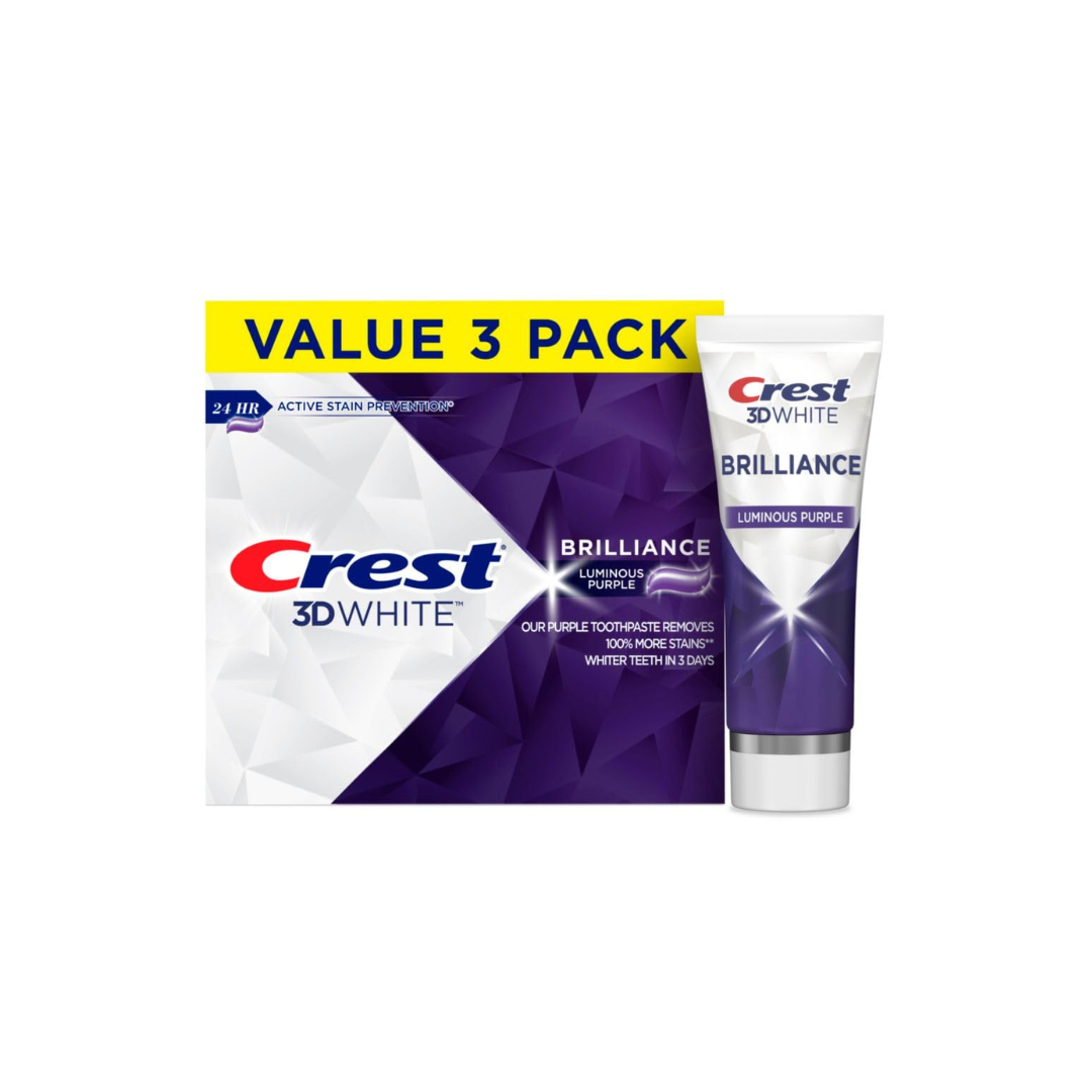 3 Crest 3D White Brilliance Luminous Purple Teeth Whitening Toothpastes