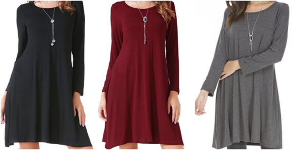 Women's casual long sleeve loose T-shirt dress
