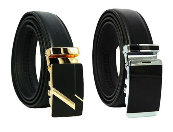 Cinturones de cuero con hebilla automática para hombre.