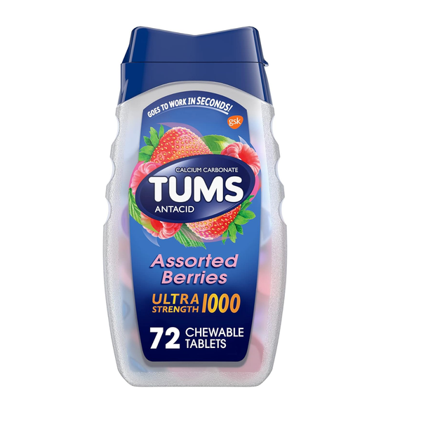 Tums Tabletas antiácidas de bayas surtidas - Alivio de triple fuerza, 72 unidades