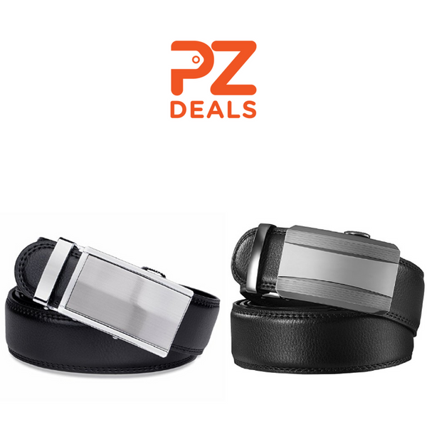 Men's leather sliding buckle belts