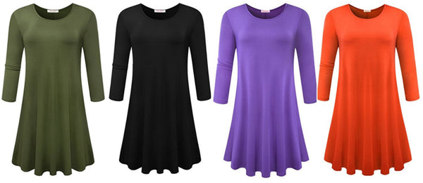 Vestido holgado informal con camiseta acampanada para mujer