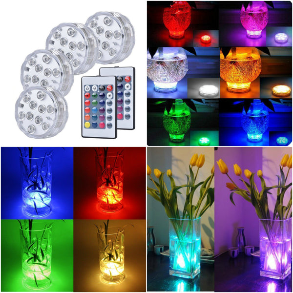 Pack of 4 LED multi color remote controlled waterproof lights