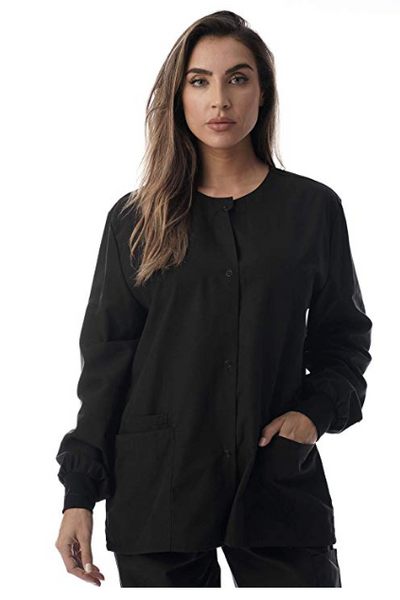 Women's Solid Medical Scrub Jacket Lab Coat