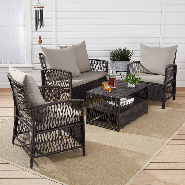4-Piece Wicker Patio Furniture Conversation Set