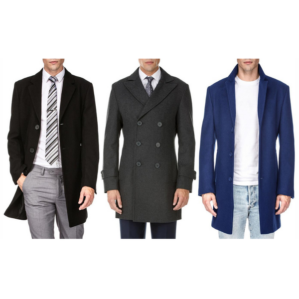 Abrigo de mezcla de lana con botonadura simple o doble para hombre Braveman