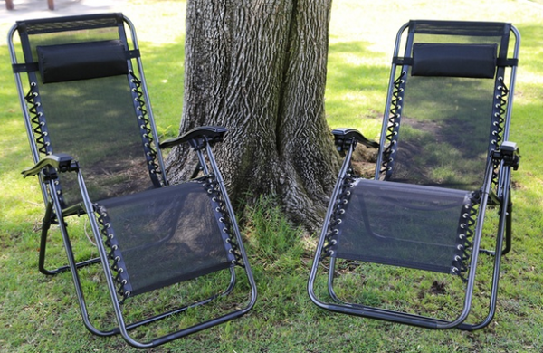 Pack of 2 Zero Gravity chairs - Blue, brown, beige and black