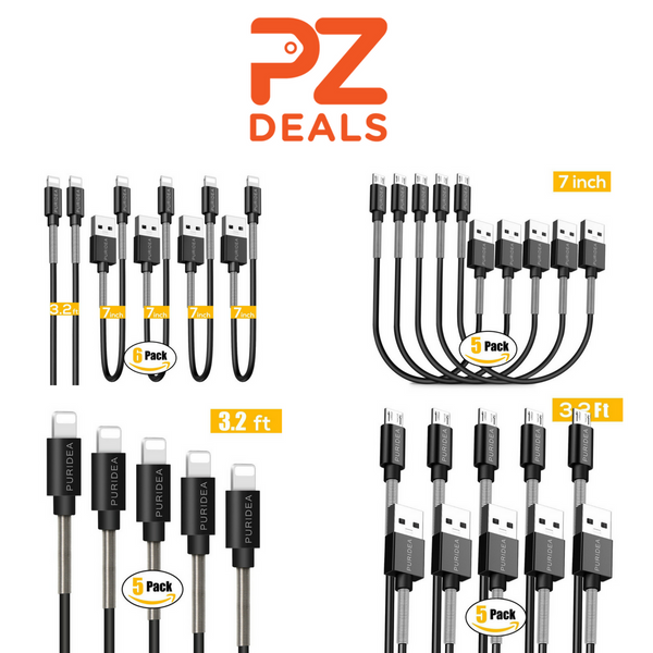 Packs de 5 o 6 cables lightning y micro USB