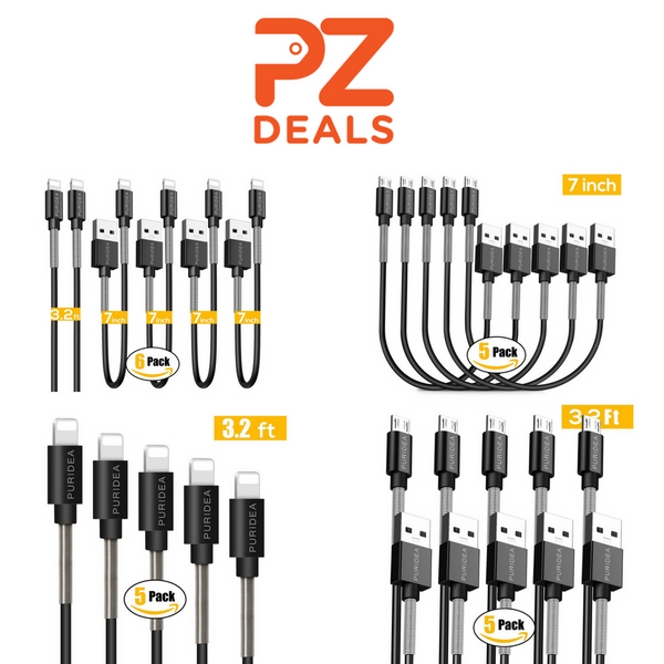 Packs of 5 or 6 lightning and micro USB cables