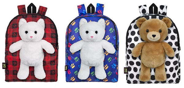 Muñecas de juguete de peluche para niños con mochila extraíble