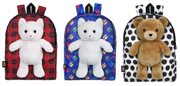 Kids Plush Stuffed Animal Toy Dolls with Pull Out Backpack