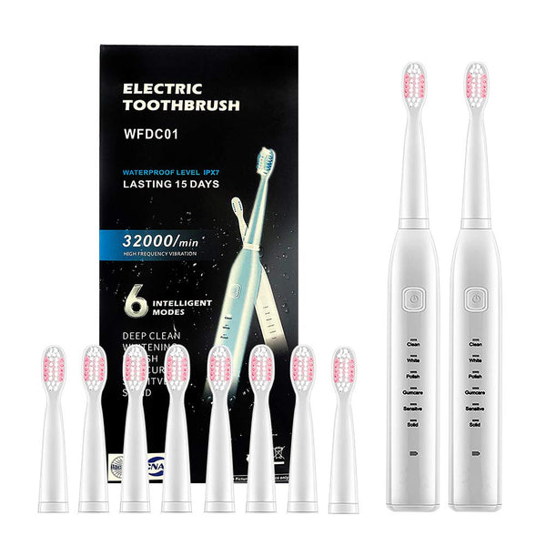 2 Sonic Electric Toothbrushes With 6 Modes