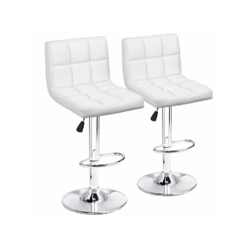 Set Of 2 Leather Height Adjustable Swivel Bar Stools (4 Colors)