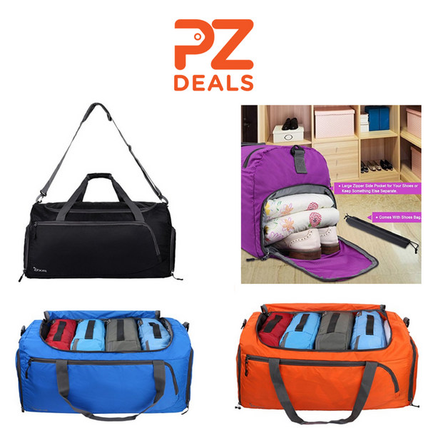 Lightweight Foldable Travel Duffel Bag With Shoes Bag