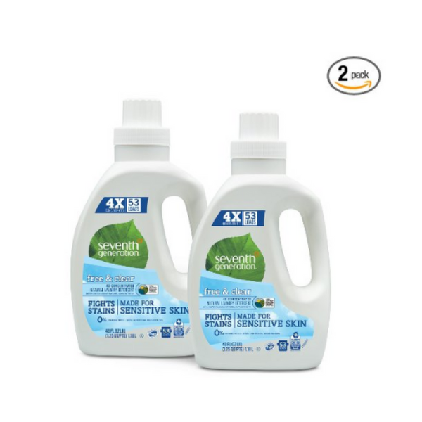 Paquete de 2 detergentes para ropa transparentes y libres de Seventh Generation