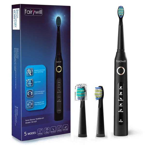 Potente cepillo de dientes eléctrico sónico con 3 cabezales