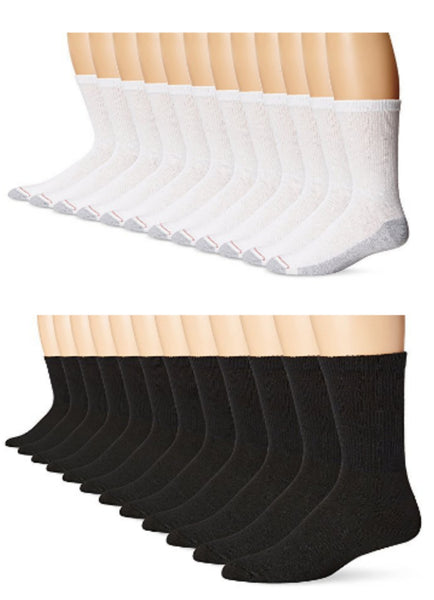 12 pairs of Hanes men's FreshIQ crew socks