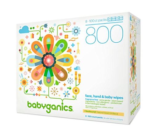 800 toallitas faciales para manos y bebés sin perfume Babyganics
