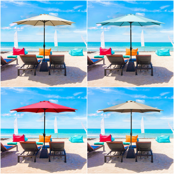 9' outdoor aluminum umbrella with auto tilt and crank
