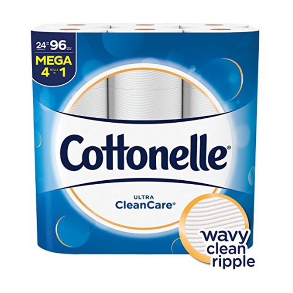 24 mega rolls (96 regular rolls) Cottonelle Ultra CleanCare toilet paper